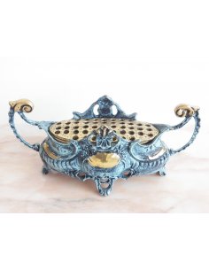 CENTRO MESA BRONCE AZUL